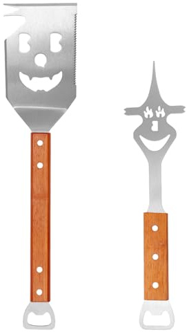 7 in 1 Spatola & Forchetta Griglia, Multifunzionale Set Utensili BBQ Acciaio Inossidabile Utensili Griglia per Cucina all’Aperto Campeggio Accessori Barbecue Regalo Perfetto per Papà & Uomini