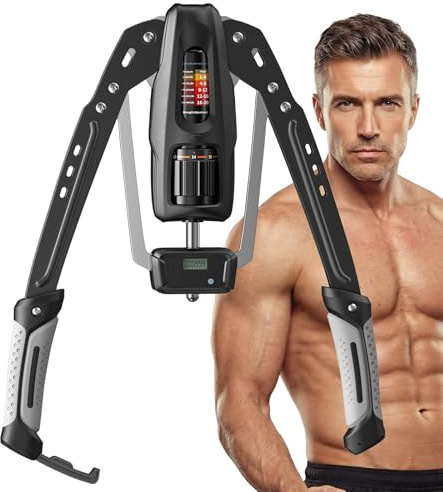 MERACH Arm Exerciser with Rep Counter, Adjustable 10-200 kg Hydraulic Strength Trainer for Home Gym, Professional Arm Toner for Biceps Triceps Chest Shoulder, with Safety Buckle