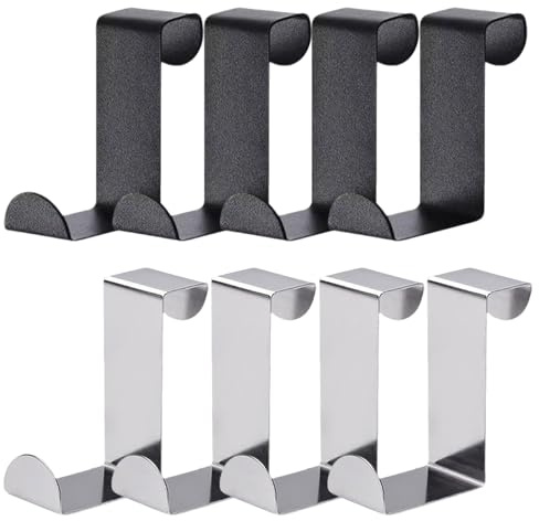 VIDSTW 8 Piezas Colgador Puerta En Forma Z Perchero Puerta Acero Inoxidable Gancho Se Puede Usar Individualmente para Dormitorio SalóN Cocina para Abrigos Bolsos Paraguas Llaves Bufandas