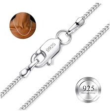 Dochais 925 Sterling Silver Chain Necklace for Women Girls 1mm/2mm Thin Silver Necklace 16/18/20/22 Inch Mens Necklaces Silver 925 Plated Minimalist Womens Jewellery Gifts Pendant Replacement