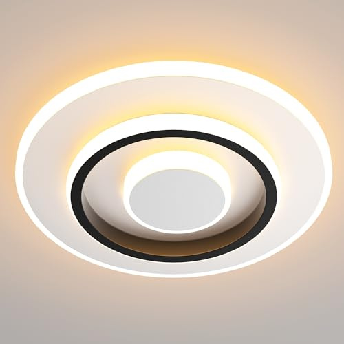 MELAYR Plafoniera LED Soffitto Moderna 23W, 3000K/4500K/6500K Lampada 2300lm CRI≥80, Lampadario per Soggiorno, Camera da Letto, Ufficio, Cucina e Corridoio con Funzione Memoria Bianco