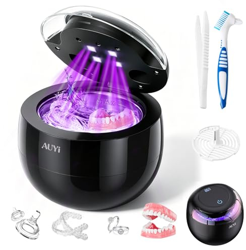 Ultrasonic Retainer Cleaner 45kHz with UV Light 200ml 4 Modes Cleaning | Ultrasonic Retainer Cleaner for Dentures, Night Guards, Mouth Guards, Toothbrush Heads, Jewelry