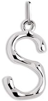 SINGULARU - Charm Letter XL. Colgante Inicial en Latón con Acabado Baño de Rodio. Combinable con Collar. Joyas para Mujer. Letra S