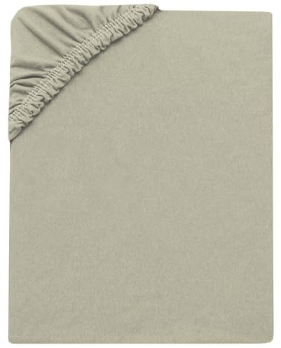 ZOLLNER Spannbettlaken in 180x200cm - Matratzenhöhe bis 20cm - Baumwolle - mit praktischem Gummizug - waschbar bis 60°C - in hellgrau - Oeko Tex® Zertifiziert