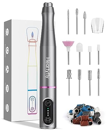 Nagelfräser für Gelnägel Kabellos Tragbar, Heartyfly Fräser für Gelnägel, USB Wiederaufladbar 3 Geschwindigkeitsstufen Einstellbar ( Niedrig Mittel Hoch), Geeignet für Maniküre Pediküre