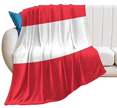 Higoss Österrike flagga filt, landsflagga överkast, plysch supermjuk varm flanellfilt för soffa säng sofföverdrag stol - bra present till vän män kvinnor 152 cm x 203 cm