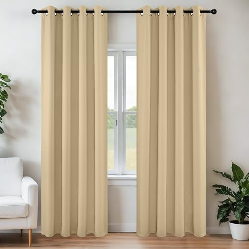 Joydeco Mörkläggningsgardiner 300 cm längd 2 paneluppsättningar, värmeisolerade långa gardiner och draperier 2 burg, julgardiner för vardagsrum sovrum fönster