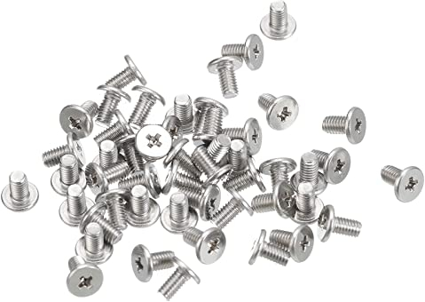 sourcing map Tornillos de Cabeza Redonda Plana M3-0,5x5mm 50uds, Tornillos de Máquina de Accionamiento Phillips de Acero Inoxidable 304, Sujetador de Hardware para Conexión de Muebles