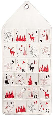 Rayher Calendrier de l’Avent mural, 1 pce., 36X82cm, en toile 100% coton, 24 poches à soufflet, réutilisable, décoration, Noël -46705000