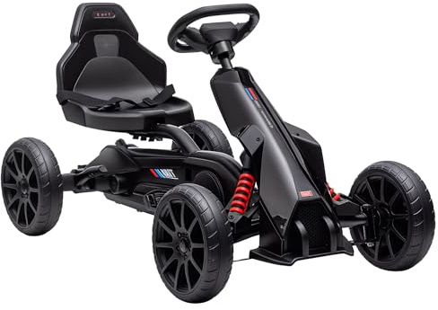 HOMCOM Pedal Go Kart, Kids Ride On Race Car with Adjustable Seat, Swing Axle, Shock Absorption EVA Tyres, Handbrake, for Boys and Girls Ages 3-8 Years, Black