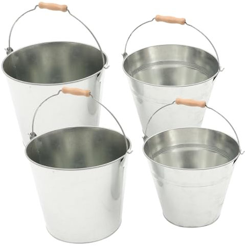 TOPBATHY 2pcs Iron Storage Buckets Large Capacity for BBQ Charcoal Barrel for Outdoor Grill Holder Grease Storage Can