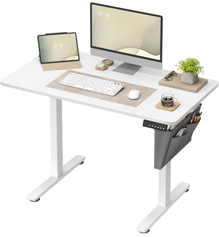 SONGMICS Höhenverstellbarer Schreibtisch elektrisch, 110 x 60 cm, Verstellbarer Tisch, Memory-Funktion für 4 Höhen, für Büro, wolkenweiß LSD131W01