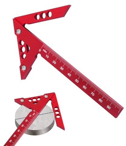 SoeUyd Calibro di Marcatura Centrale, Alluminio Calibro Centrale, Squadra da Falegname per La Misurazione Del Legno, Squadra per Tracciare Linee e Misurare Centraggio 45° 90°