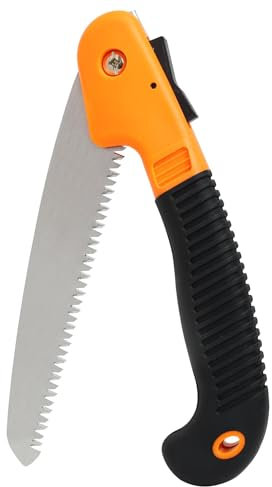 LANAFAY Folding Hand Saw, 8'' Pruning Saw, Folding Wood Saw with Comfort Soft Grip, Survival Equipment for Garden or Tree Pruning, Camping, Wood Working, Rugged Durable Trimmer Hiking(Orange)