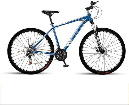 VTT, VéLo De Montagne, VéLo VTT, Cadre en Acier à Teneur en Carbone Freins Disque VéLo Tout Terrain Tout Suspendu Fourche Avant RéGlable Taille 27,5 Et 29,Blue-29inch/27speed