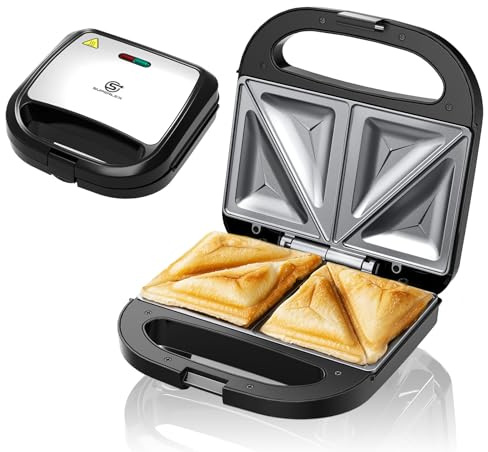 SUPERLEX Mini Cheese Toastie Maker, 750W 4-Slice Toastie Machine, Non-Stick | Fast Heating, Auto Temp Control, Ideal for Petit Pains, Tea Cakes & Kids' Lunchboxes, Space-Saving for Dorms & Caravans