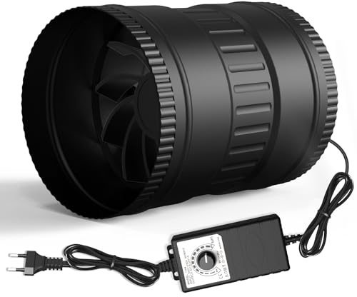 Brogachy 150mm Extractor de Aire con Controlador Ajustable, 452m³/h Motor de CC, Línea Ventilador Extractor de Conducto para Baño, tienda de cultivo, Garage, Cucina,Invernadero, Sótano.