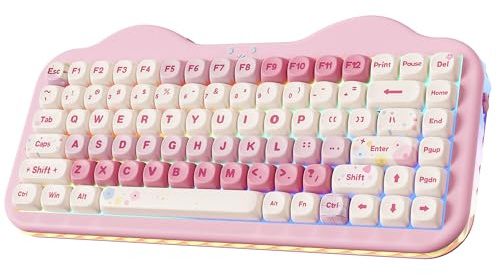 YUNZII C75 Tastiera Meccanica Wireless Gaming, 75% Compatto, Bluetooth/2.4G/USB-C, Hot-Swap, Retroilluminazione RGB, Gasket Mount, NKRO QWERTY Design Dolce per PC/Mac (Rosa, Candy Linear Switch)