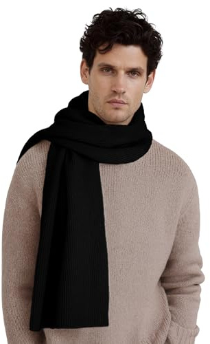 Style & Republic Herren Schal aus 90% Merinowolle und 10% Kaschmir | edler Schal aus feinster MerinoMerinowolle und Kaschmir, Black, One size