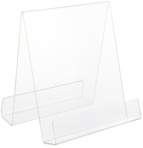 Lurrose Présentoir à Livres Double en Acrylique Transparent A4 Grand Format Panneau de Séparation Double Face, Serrage-livres de Bureau Polyvalent pour Organisation et Affichage,