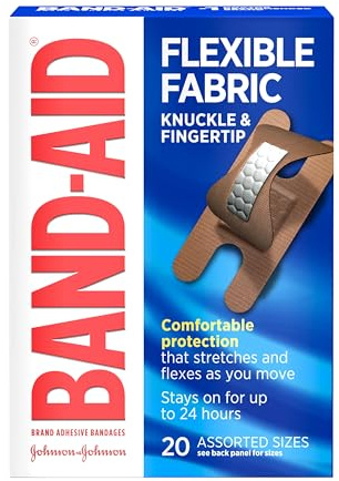 BAND-AID Brand Sterile Flexible Fabric Adhesive Bandages, for Protection & Wound Care of Minor Cuts & Burns, with Quilt-Aid Technology to Cushion Painful Wounds, Finger & Knuckle, 6 Pack