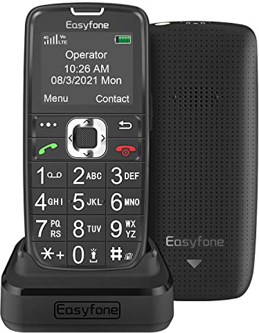 Easyfone Prime-A6 Unlocked 4G Feature Cell Phone, Easy-to-Use Big Button Simple Mobile Phone with SOS Button and Charging Dock, FCC/IC/CE Certified