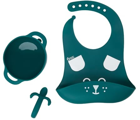 Babymoov FIRST'ISY Baby Feeding Set, Silicone weaning Set, 6-12 Months, Blue