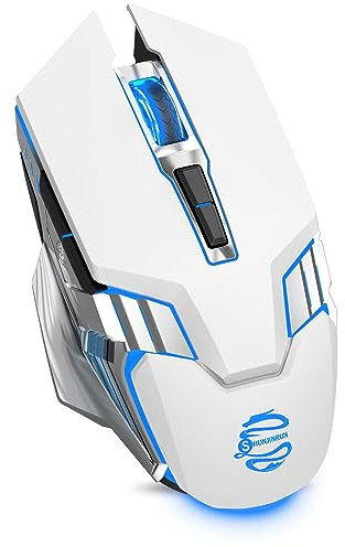 SHUNJINRUN 3-Mode RGB Silent Rechargeable Wireless Gaming Mouse White