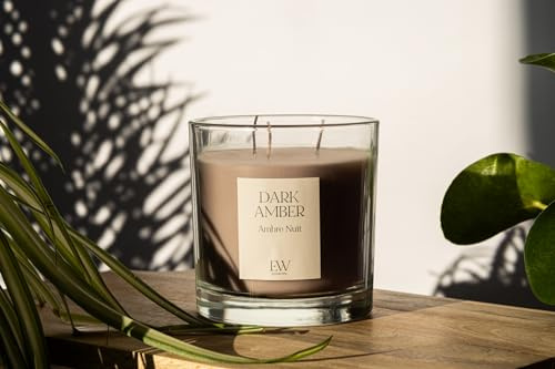Marco Paul - Velas aromáticas de ámbar oscuro de 3 mechas, decoración del hogar, velas de té, velas de té pequeñas, velas de té de larga duración, juego de velas de Navidad de larga duración, regalo
