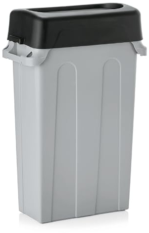 MUVELL Cubo de basura - 75 litros + Variantes de tapa | 3,6 kg | Gris, cubo de basura para cocina, contenedor de basura, 56,5 x 27,9 x 76 cm (con tapa basculante)