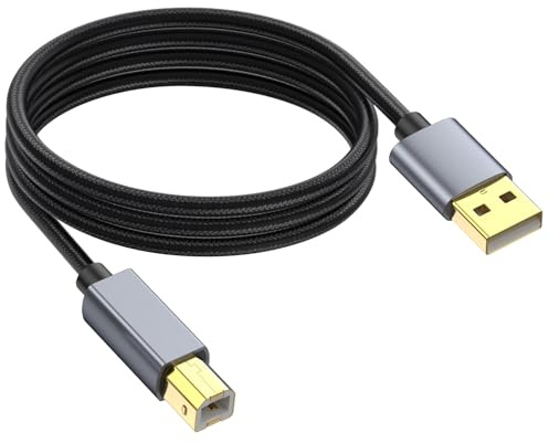 Danfetsoy USB 2.0 skrivarkabel 6ft / 1,8 m, USB A hane till typ B 2.0 hankabel höghastighets nylonflätad typ A skrivarkabel för DJ-kontroller, skrivare, skanner, faxmaskin