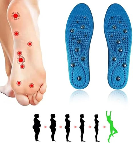 OPVYAEU Plantillas Magnéticas, 1 Par Plantillas Magnéticas, Reflexología Acupresión Mejorar la Circulación Sanguínea Fascitis Plantar Cuidado de la Salud del Pie (35-40)(azul)