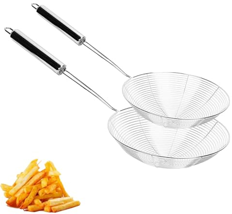 Vastsea 2 stycken skumskedar rostfritt stål, sil spindelskimmer, för matlagning, bakning av rätter, fritering av pommes frites, matlagning i köket