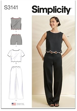 Simplicity S3141 Women's Fitted Scalloped Tops, Shorts & Pants Sewing Pattern, Sizes 8-16