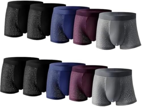 SWZEC Boxhero France Boxer en Fibre DE Bambou - Confort RÉVOLUTIONNÉ Tout AU Long DE LA JOURNÉE(4xNoir+2xBleu+2xGris+2xRouge,XX_l)