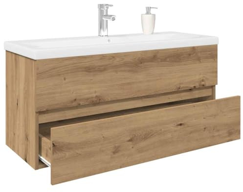 GCHDHAPB Armarios y almacenamiento, unidades de tocador, unidades de tocador de baño, gabinete de lavabo con lavabo integrado y grifo de roble artesanal