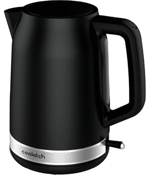 Cookitch Hervidor de Agua Eléctrico 1,7L – 2200W, Apagado Automático, Protección Antiebullición, Filtro Extraíble, Control Strix, Ventana Medidora, Diseño Mate con Acero Inoxidable
