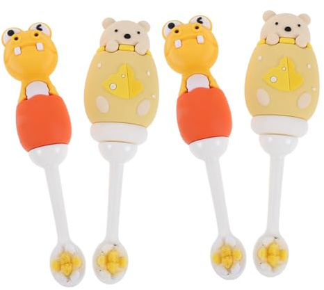 LRXIYODE 4 Piezas Cepillos de Dientes para Bebés Años Cerdas Extra Suaves Diseño Infantil con Personajes Cepillo Manual Seguro y Fácil de Limpiar para Cuidado Oral de Recién Nacidos