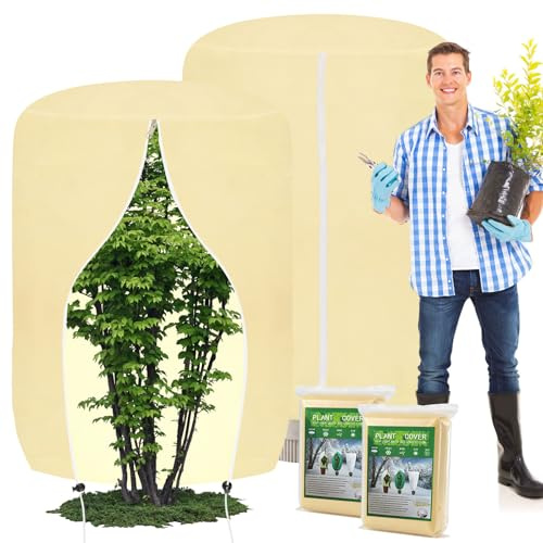 Rilime Protección invernal para plantas exteriores, 180 x 120 cm, 80 g/m², protección invernal para plantas en macetas, resistente al desgarro, reutilizable, protección de invierno para plantas con