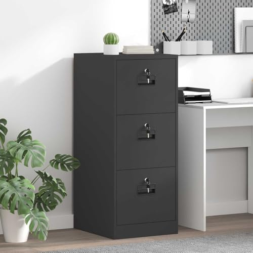 INLIFE Cabinet de Dossier Noir 44 x 50 x 106.5 cm Acier Laminé à Froid-891598