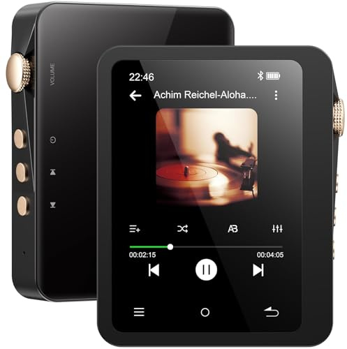 MECHEN 128 GB Lettore MP3 Bluetooth Hi Res, Audio Digitale Ad Alta Risoluzione Senza Perdita, Lettore DSD DAC FLAC, 192 Khz/24 bit, Touchscreen, USB C, OTG, con Custodia in Pelle (M33)