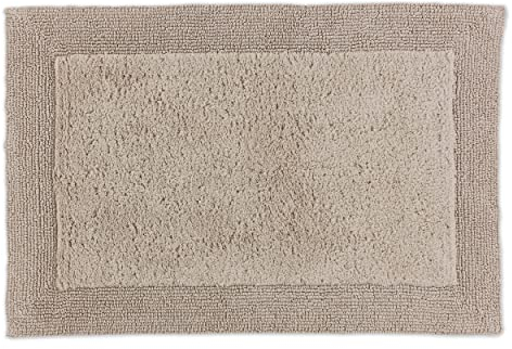 Schöner Wohnen Kollektion Badematte 67 x 110 cm – beidseitig verwendbar – waschbarer Badvorleger beige – Bordüre – 100% Baumwolle