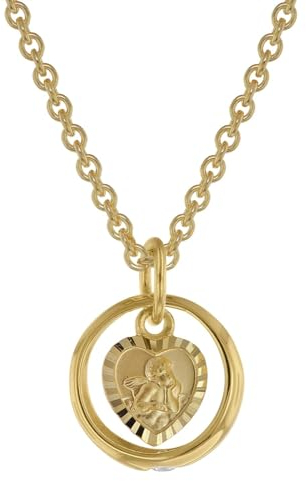 trendor Taufring mit Engelherz Gold 333 an goldplattierter Silberkette 39455-42 42 cm