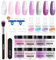 Dipping Powder Starter Kits, wakaniya Dip Powder Clear Pink Silver 8 Farben Dip Pulver Nagel Kit mit Aktivator Basis/Decklack French Manicure Set, Dipping Nails Set für DIY Nageldesign System