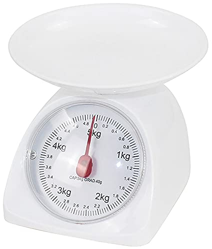 5 KG Vintage MANUAL ROUND Mechanical Kitchen Scales TRADITIONAL PRIMA Retro Home Analogue Food Ingredients Measurement WEIGHING Baking Cooking, Youtube Channel Dial PLASTIC Tray UK FREE P&P