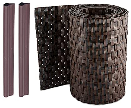 Sellon24 Sichtschutzstreifen Sichtschutz Rattan Doppelstabmatten mit Clips 19 x 255cm Zaunblende inkl. Befestigungsclips Stabmattenzaun 2,5m (RD06_Mix_schwarz_braun)