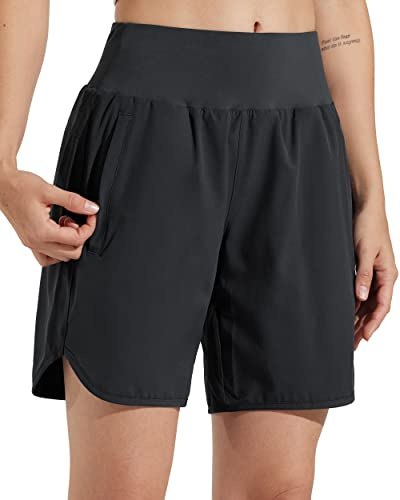 Libin Pantalone Corto Mujer de Deporte con Forro de Secado Rápido Running Atléticos Yoga Gimnasio Shorts con Bolsillos Cremallera