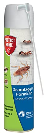 Protect Home Fastion Spray Scarafaggi e Formiche, Insetticida spray a rapida azione per eliminare formiche e scarafaggi. Con cannuccia per applicazione di precisione 400 ml