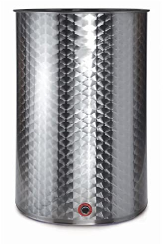 La zappa Botte in acciaio inox 18/10 per olio e vino Made in Italy (400, Bidone, Tappo, Rubinetto, Supp. galleggiante pneumatico, 1, Acciaio inox 18/10)