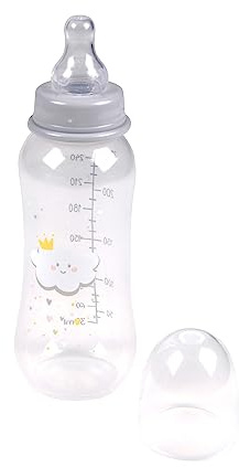 Bébé Douceur, Biberon Col Etroit avec Tétine Débit Variable Silicone 250Ml Nuage Essen'Ciel